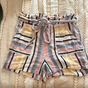 Women’s Striped Linen Paper Bag Shorts Francesca’s